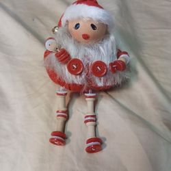 2Christmas Shelf Sitters Santa mantle Christmas cozy Holiday beaded/buttons