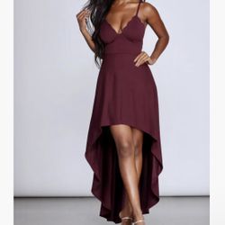 New Windsor Burgundy High Low Dress