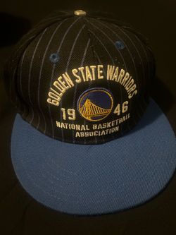 Golden State Warriors Pinstripe Snapback Hat - Black/Blue - 1946 Logo