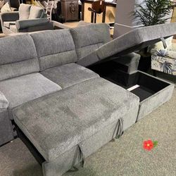 Gray 2 Piece Sleeper Sectional With Storage 