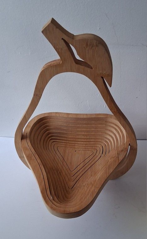 Pear Shaped Fruit Bowl Foldable Wood
