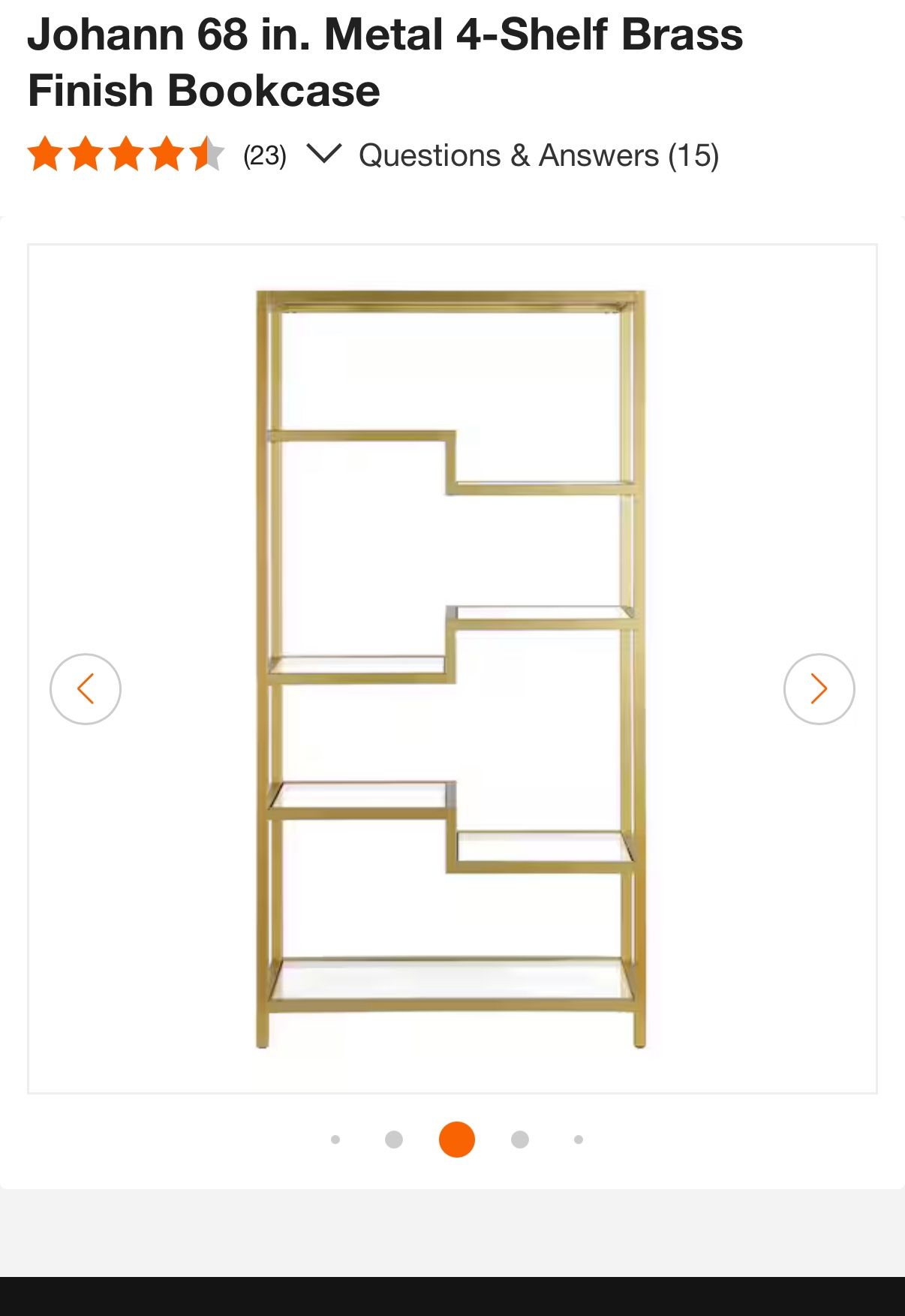 Brass Finish Bookshelf 