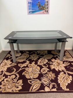 Double Glass Top dinning Table with Metal Legs