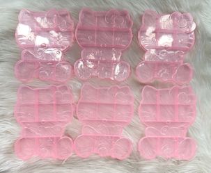 Hello Kitty Plastic Jewelry Storage Box For Earrings Beads Charms Organizer PINK bundle of 6