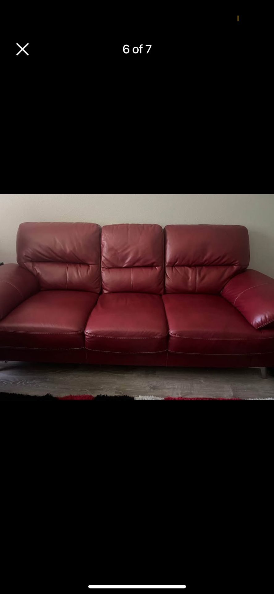 2 Red Leather Sofa