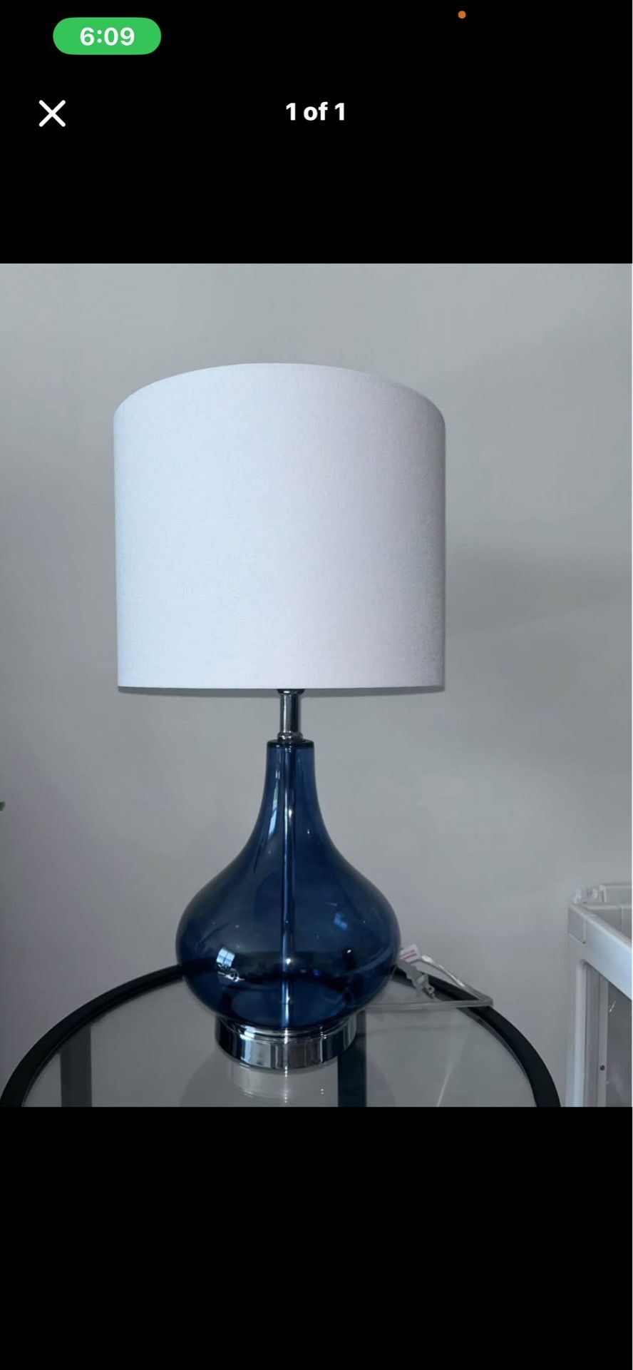 Modern Blue glass 24 Inch table lamp, light bulb included