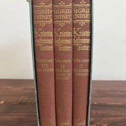 Vintage KRISTIN LABRANSDATTER 3 Book Set Undset 1946 BCE Medieval Norway Feudal