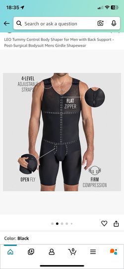 LEO Men's Firm Compression Shaper Bodysuit L. L Size 