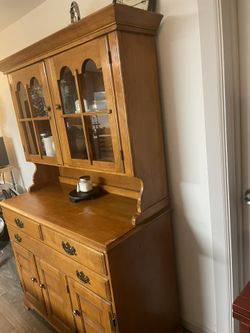Antique Hutch Solid Maple China Cabinet