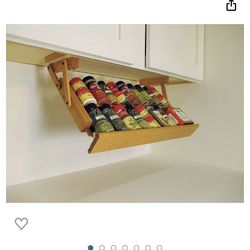 Makimoo Kitchen Storage Under Cabinet Spice Rack, Handmade Hardwood, Holds 16 Large or 32 Small Spice Containers