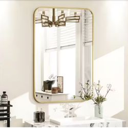 XRAMFY 26” x 37.8” Modern Gold Framed Bathroom Wall Mirror