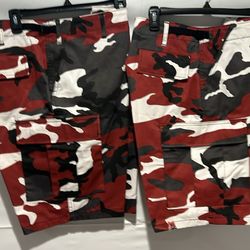 Red camo shorts