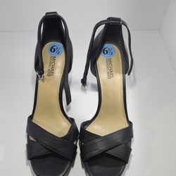 Michael Kors Black Leather Heels Size 6.5