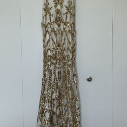 Evening /  Prom Dress / White/ Gold