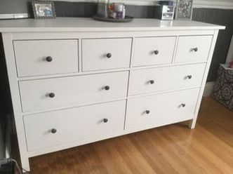 Ikea Shabby Chic White Wood 8 Drawer Hemnes Dresser Chest Of Drawers 