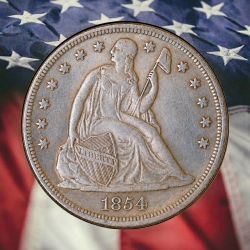 1854 Seated Liberty Dollar Silver Plated Novelty Coin - Cir
