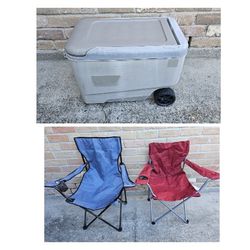 cooler & folding chairs