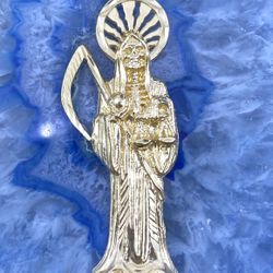 $1050 Yellow Gold Santa Muerte Charm Pendant