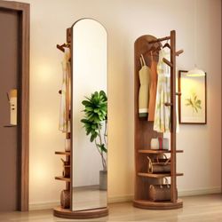 Mirroring Coat Rack with Exposed Storage 
