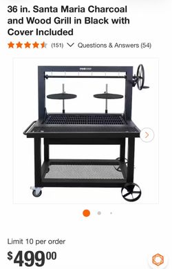 36 in. Santa Maria Charcoal and Wood Grill in Black with Cover Included