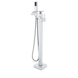 8582: New Senlesen Bathroom Chrome Freestanding Tub Faucet Floor Mounted Bathtub Shower Faucet with Handheld Sprayer
