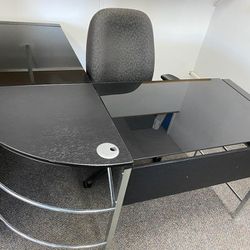 Glass Top Desk With Matching Chair