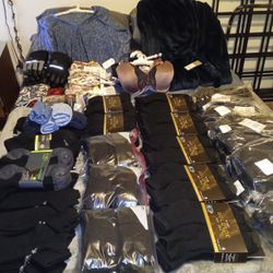 164 Pairs Brand New Socks, All Black + Free Brand New Clothes