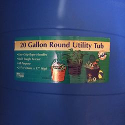 BRAND NEW NEVER USED A 20-GALLON ROUND UTILITY TUB WITH EASY GRIP ROPE HANDLE $25.00