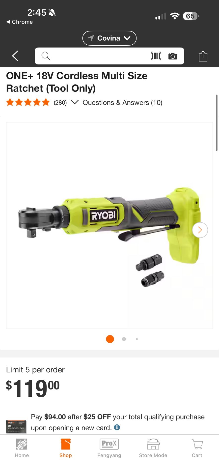 ryobi power ratchet with battery & charger