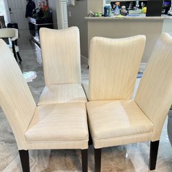 Upholstered Parsons Dining Or Kitchen Chairs Set Up Four