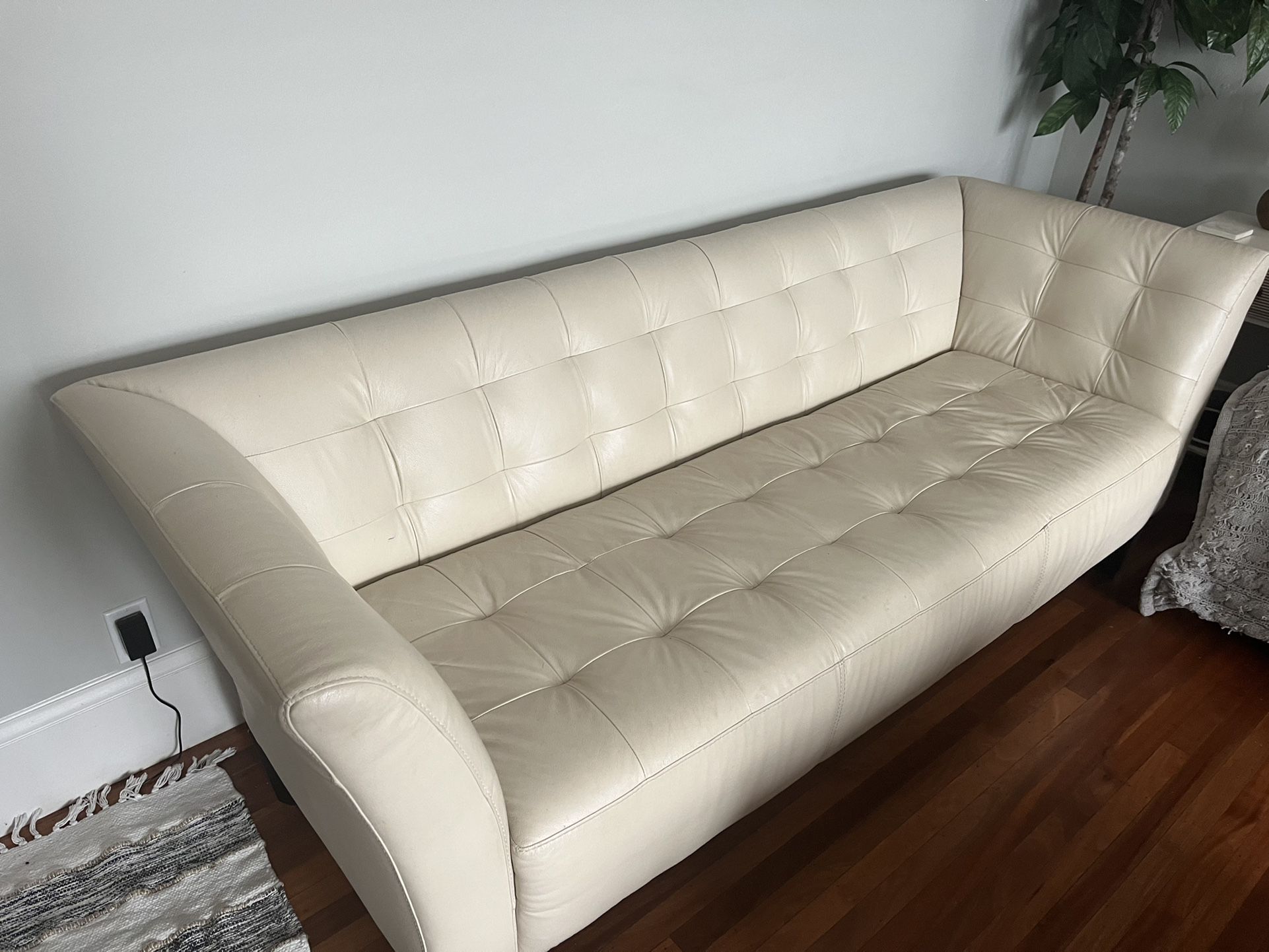 Beige Leather Couch 