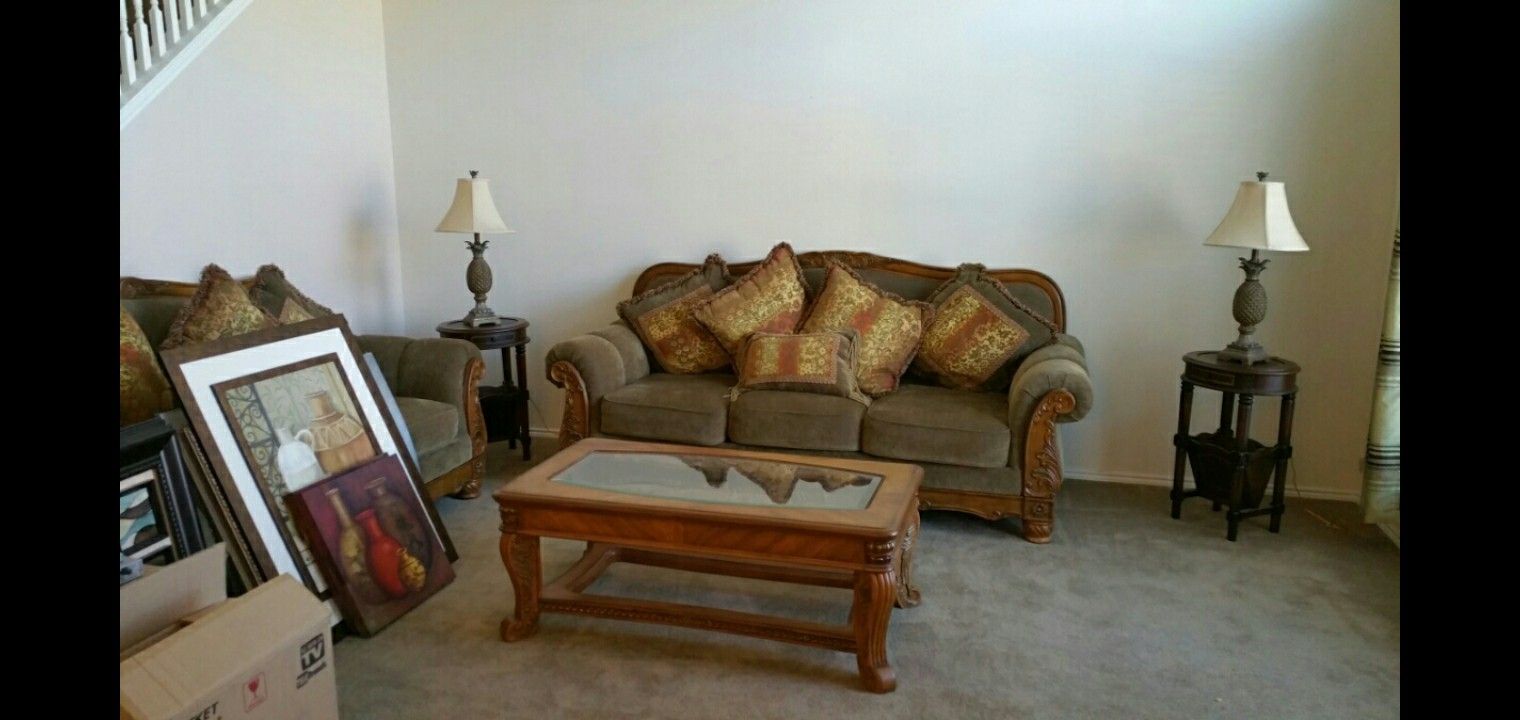 2 couch set and table