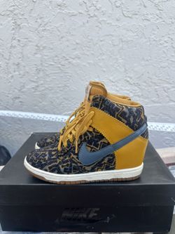 Size Womens 6/4y Kids-Nike Dunk Sky Hi Essential Aztec Premium Gold Wedge