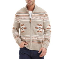 Frye Men's Patterns Zip Mock Neck Cardigan 