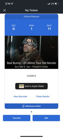 Bad Bunny Concert Ticket