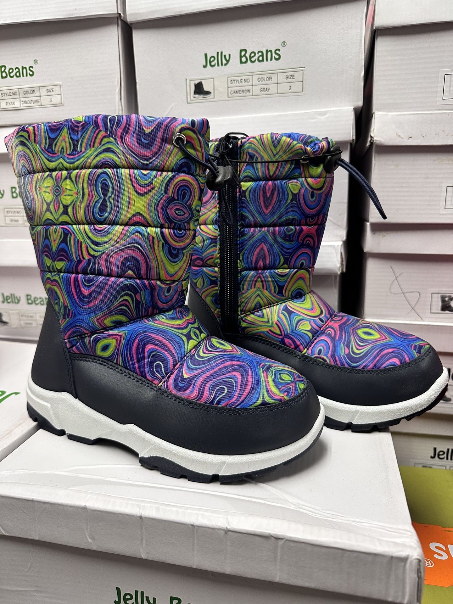 Kids Boys And Girls High Barrel Plus Fleece Winter Snow Boots