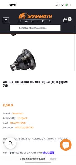 WAVETRAC DIFFERENTIAL FOR AUDI 02Q - A3 (8P) TT (8J) 6MT 2WD