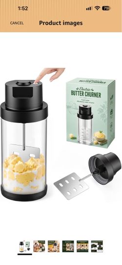 Electric Butter Churner, One-Touch Butter Maker for Homemade Butter 61oz Clear Glass Jar, One-Touch Start, No Hand Cranking, for Homemade Butter & Bak