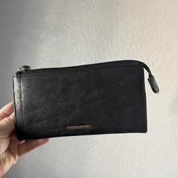 Fossil black leather wristlet wallet