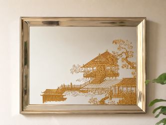 Elegant Vintage Gold Etched Mirror Wall Art