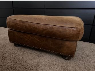 Italian Leather Ottoman - 2