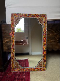 Beautiful bohemian beaded mirror