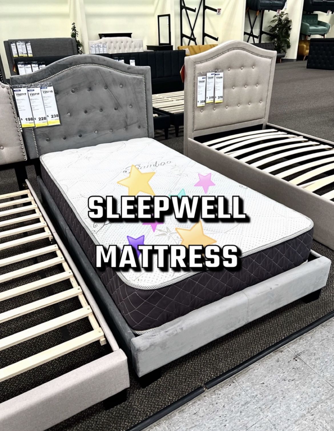 Twin Size Bed Frame With Pillow Top Mattress Included