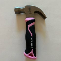 WORKPRO 8 oz Claw Hammer with Fiberglass Handle, All Purpose, Pink Ribbon