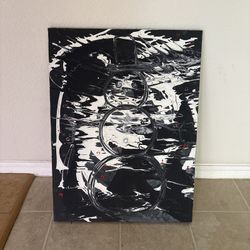 Original Black And White Snowman Painting