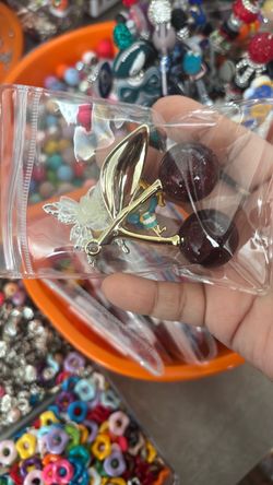 Cherry bead and other large beads for DyI with Gold Stem