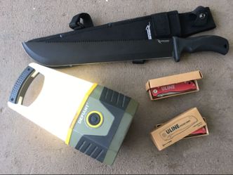 Large LED Lantern, Rampage Machete, and 2 Sarge Blades
