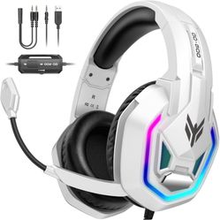 Gaming Headset for PS5, PS4, Xbox Series X|S, Xbox One, PC, Switch, Mac - RGB Over-Ear Headphones with 7.1 Surround Sound, Noise Cancelling Mic, 50mm 