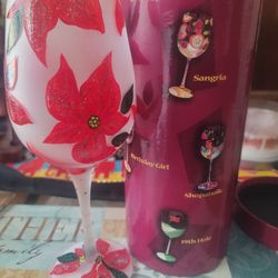 Exclusive Lolita Hand Painted Poinsettia Inspired Wine Goblet
