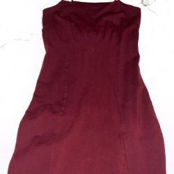 Maroon Dress With Thigh Split 